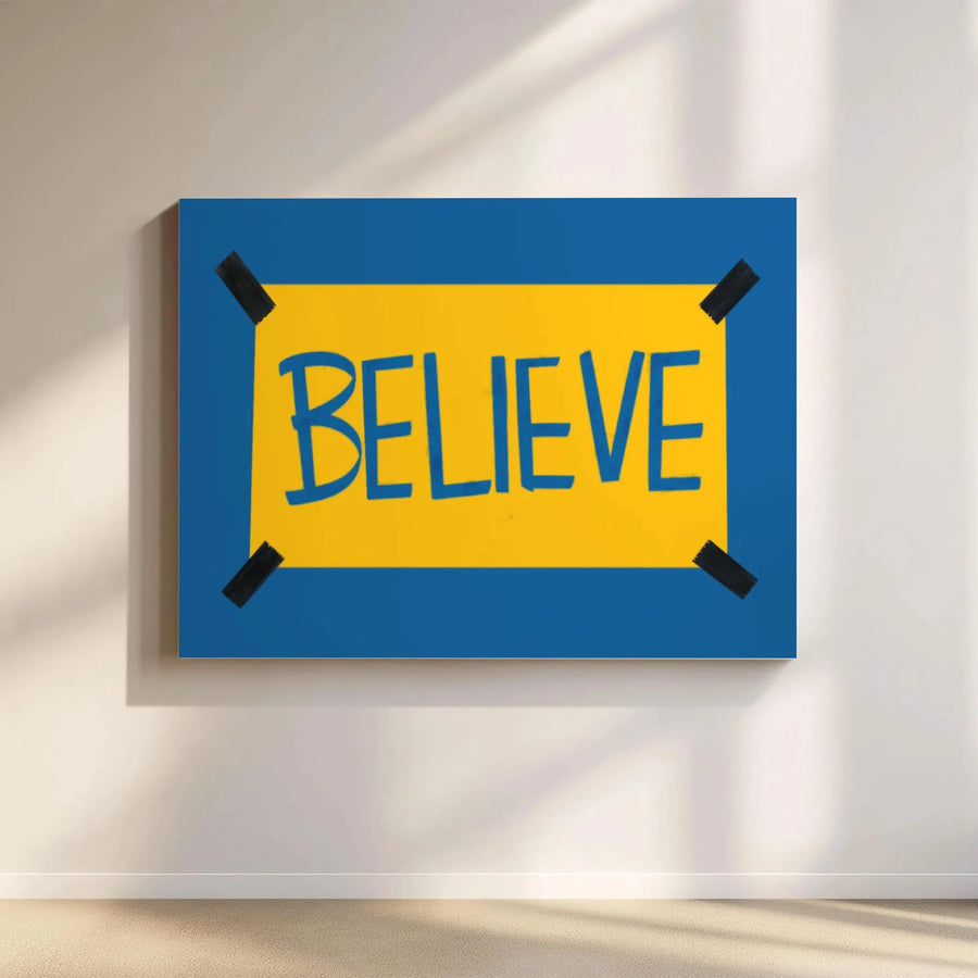 Believe Canvas Wall Art | Inspirational Quotes Decor | Premium Gallery Wrapped Canvas | Motivational Office and Home Decor Gift