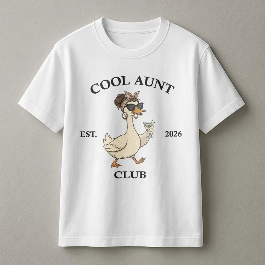 Cool Aunt Club T-Shirt | Funny Silly Goose Graphic Pullover | Premium Cotton Blend | Pregnancy Announcement Gift for Sister