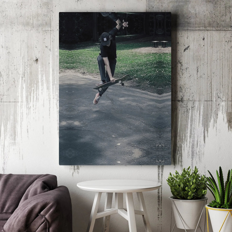Skateboarding Canvas Print | Urban Skater in Action Photo | Premium Gallery Wrap Canvas | Gift for Skateboarder Teen Room Decor