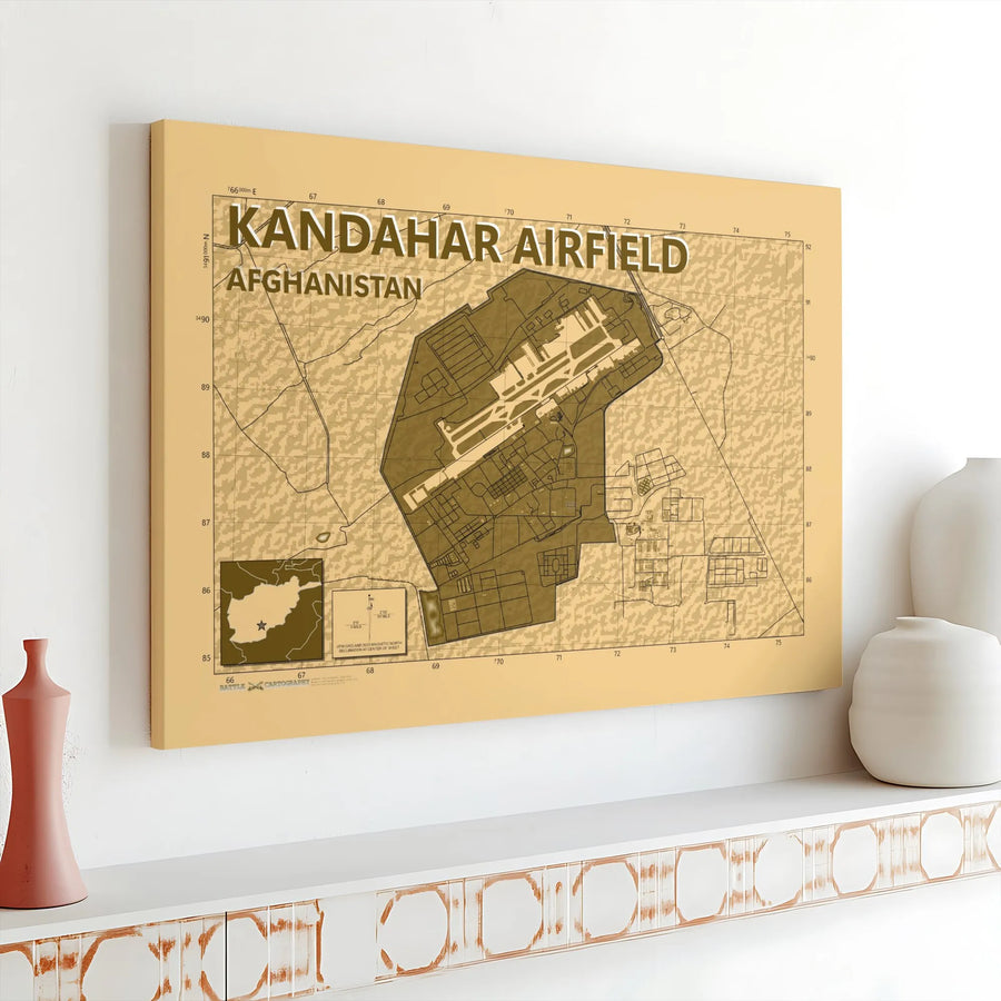 Kandahar Airfield Map Canvas Print | Afghanistan Military Base Wall Art | Premium Gallery Wrap Decor | Veteran Deployment Gift