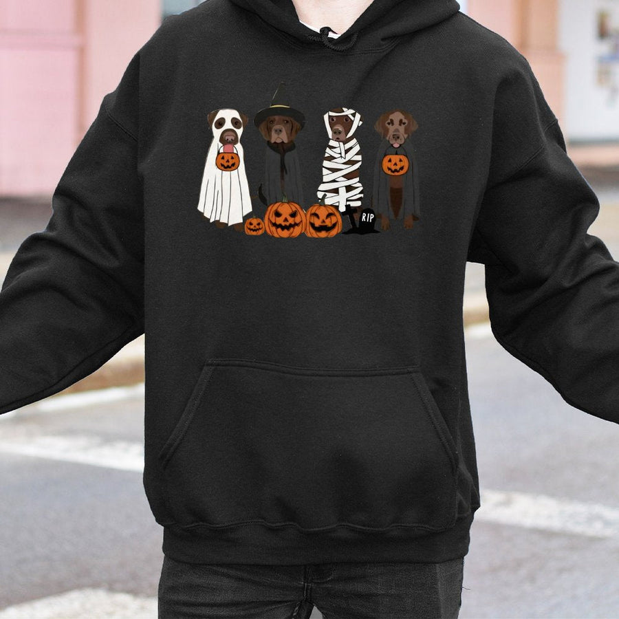Chocolate Labrador Halloween Hoodie | Cute Spooky Ghost Dog Graphic | Premium Cotton Blend | Funny Fall Gift for Dog Moms and Labrador Lovers