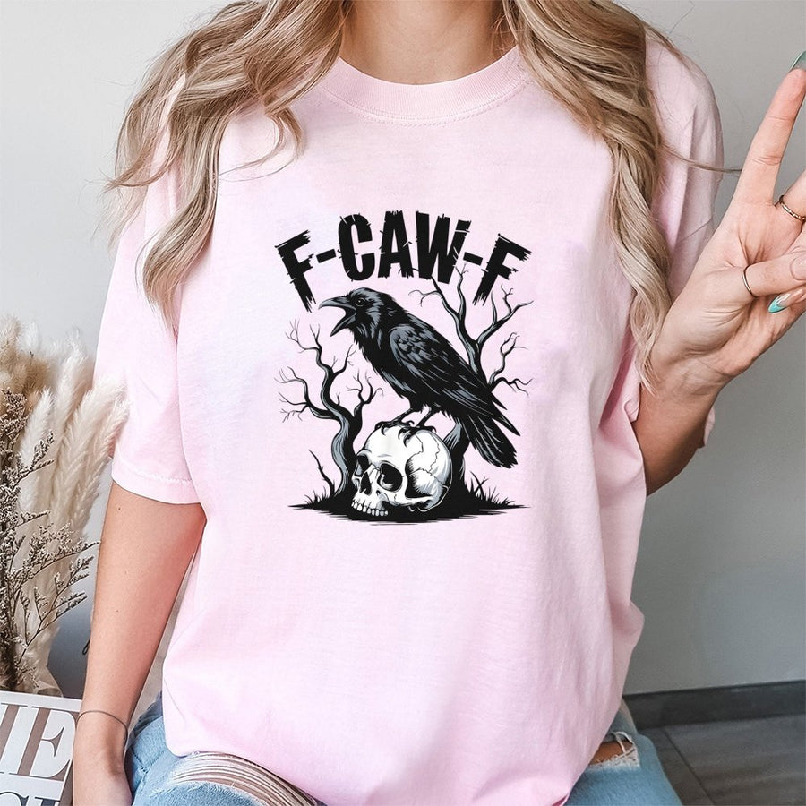 Crow Skull T-Shirt | F-Caw-F Gothic Bird Graphic Print | 100% Premium Cotton | Unisex Gift for Dark Academia and Nature Lovers