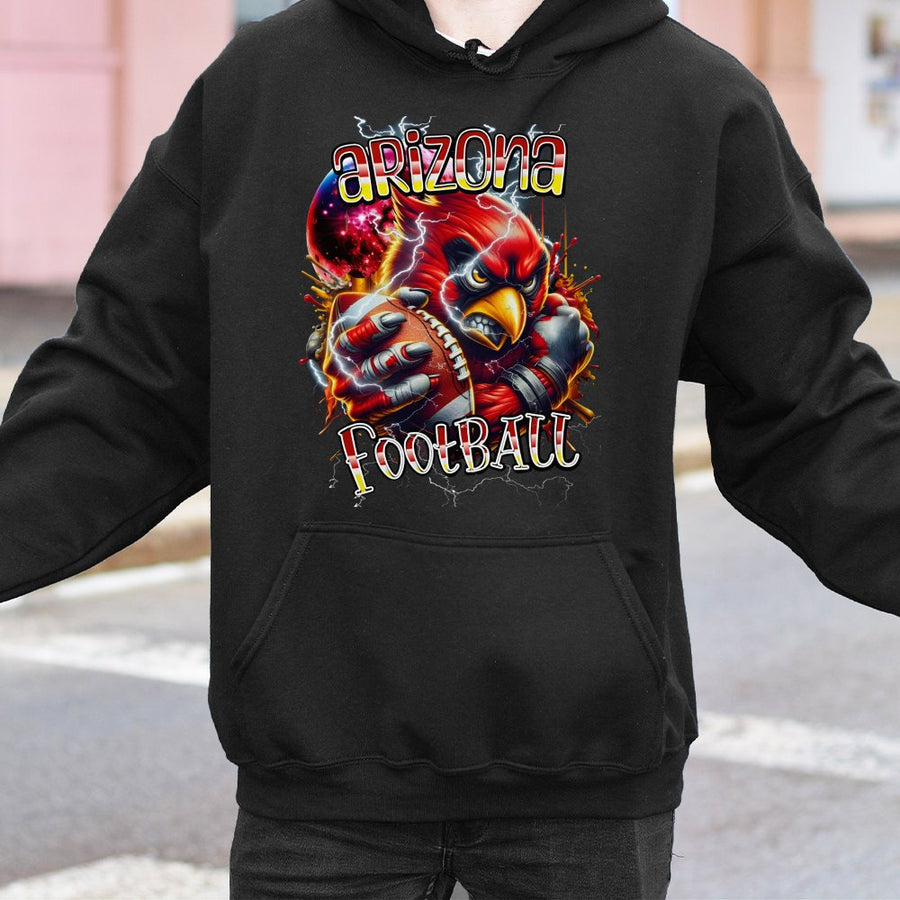 Arizona Football With Arizona Cardinals Mascot Holding A Football With Lightning Hoodie