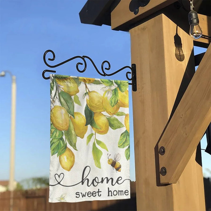 Home Sweet Home Garden Flag | Watercolor Lemon and Bee Decor | Double Sided Weather Resistant | Housewarming Gift & Farmhouse Yard Decor
