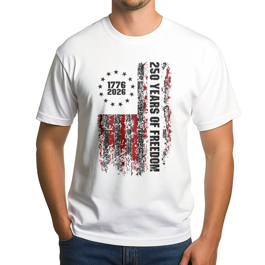 USA 250th Anniversary T-Shirt | Vintage 1776-2026 Distressed Flag | Soft Cotton Blend | Patriotic 4th of July Gift For Americans