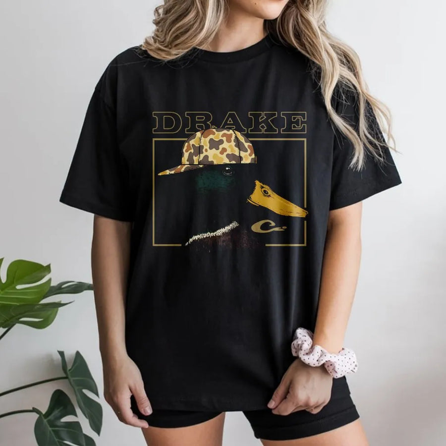 Mallard Duck T-Shirt | Camo Hat Hunting Graphic | Premium Cotton Unisex Tee | Gift for Outdoor Sportsman & Waterfowl Hunter