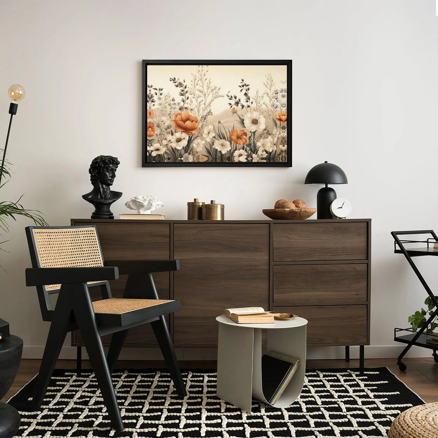 Wildflower Field Canvas Art | Vintage Botanical Floral Print | Premium Gallery-Wrapped 1.25" Decor | Boho Farmhouse Wall Decor for Home