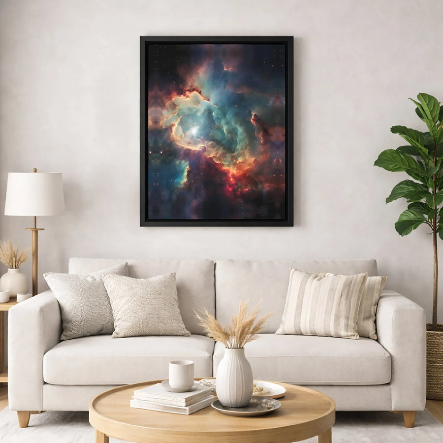 Cosmic Nebula Wall Art | Vibrant Starry Galaxy Canvas Print | Premium Gallery Wrapped Decor | Modern Space Home Office Gift