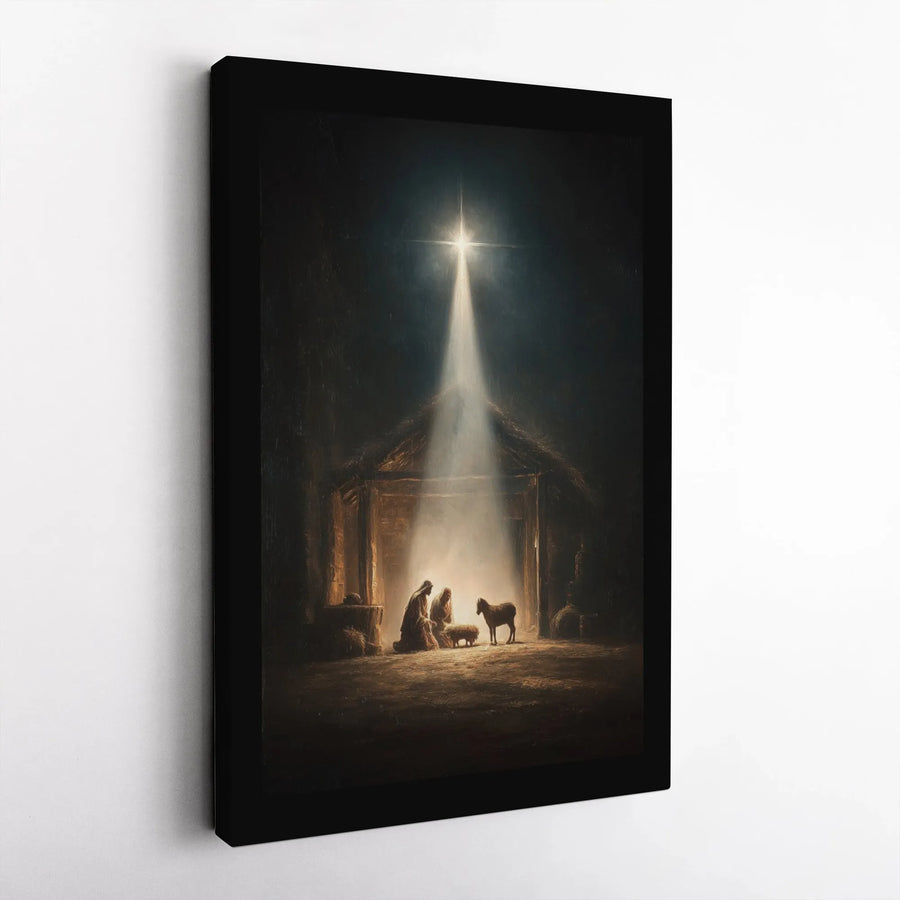 Nativity Scene Canvas Wall Art | Holy Family Bethlehem Star Print | Premium Gallery Wrap Decor | Religious Christian Christmas Gift