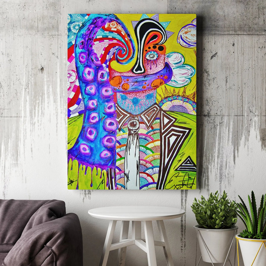Psychedelic Abstract Canvas Wall Art | Vibrant Surreal Portrait Print | Thick Gallery Wrap Canvas | Premium Modern Home Decor Gift