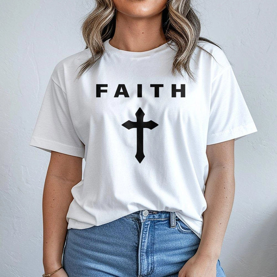 Faith Cross T-Shirt | Minimalist Christian Graphic Tee | Premium 100% Cotton | Spiritual Religious Gift for Believers