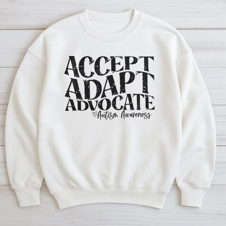 Accept Adapt Advocate Sweatshirt | Vintage Neurodiversity Inclusion Design | Premium Comfort Colors® Tee | Gift for Special Education Teachers