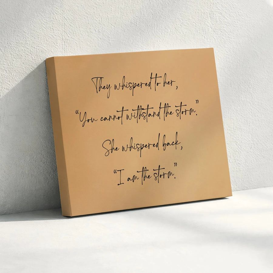 I Am The Storm Canvas Wall Art | Minimalist Inspirational Quote | Premium 1.25" Thick Canvas | Empowerment Decor Gift for Women