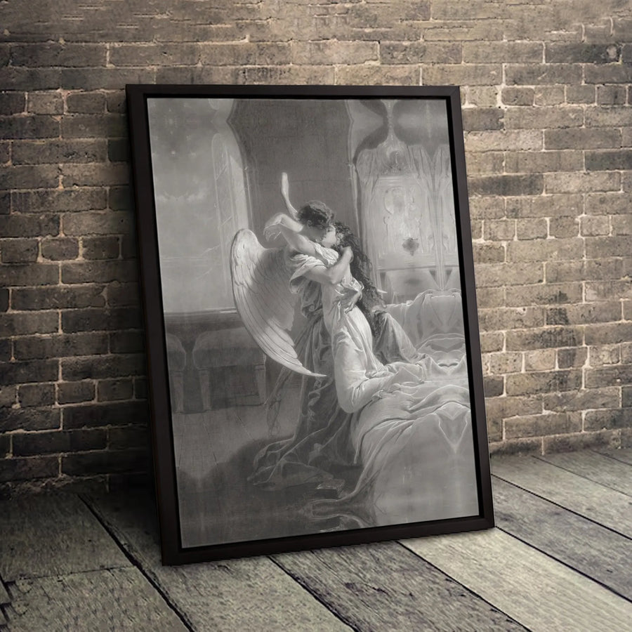 The Kiss Of The Angel Canvas Print | Romantic Fine Art Wall Decor | Premium 1.25" Thick Gallery Wrap | Aesthetic Gift For Home Office