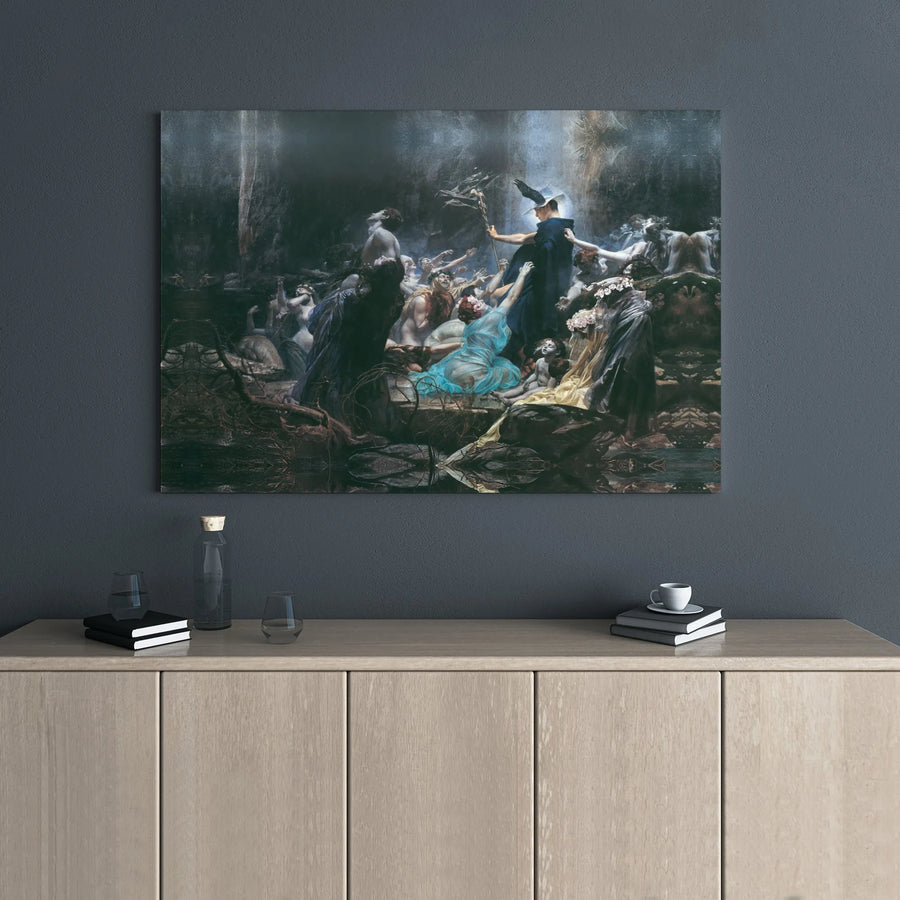 Acheron Canvas Wall Art | Adolf Hirémy-Hirschl Classical Mythology Print | Premium Gallery Wrap Canvas | Gothic Home Decor Gift For Art Lovers