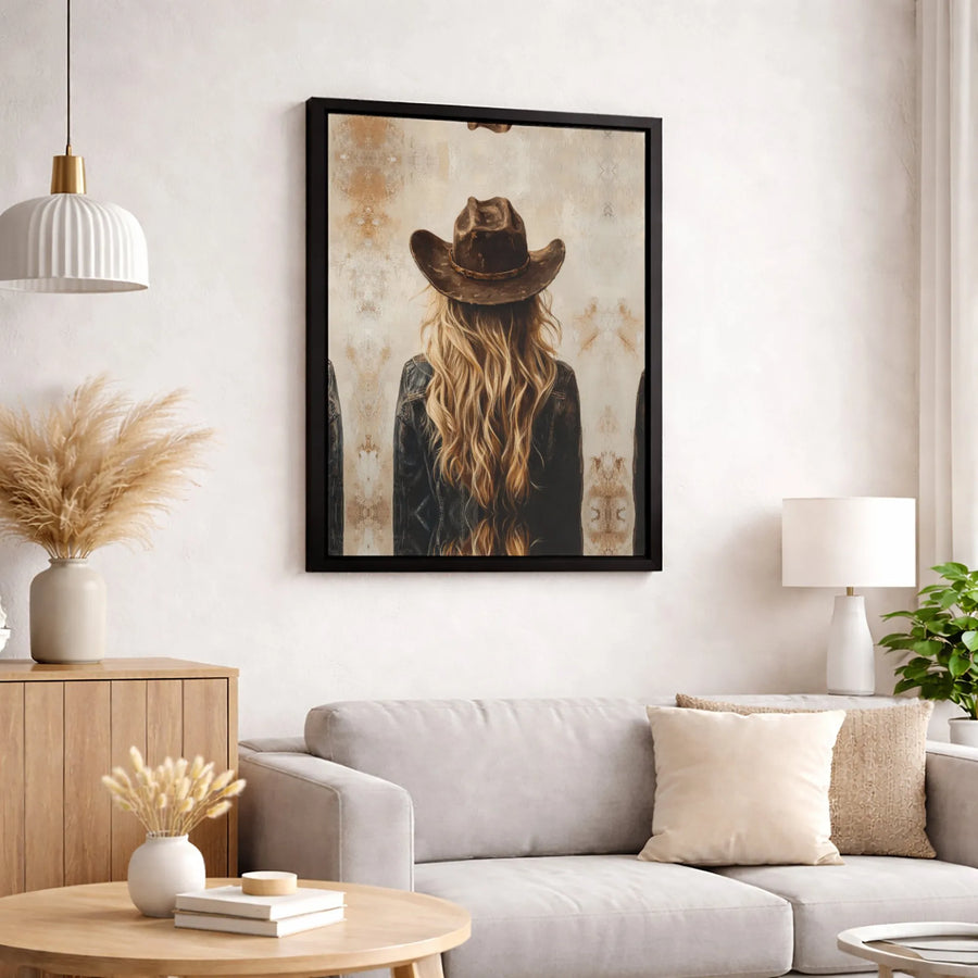 Blonde Cowgirl Wall Art | Western Country Style Portrait | Premium 1.25-Inch Canvas Print | Rustic Farmhouse Decor Gift for Her