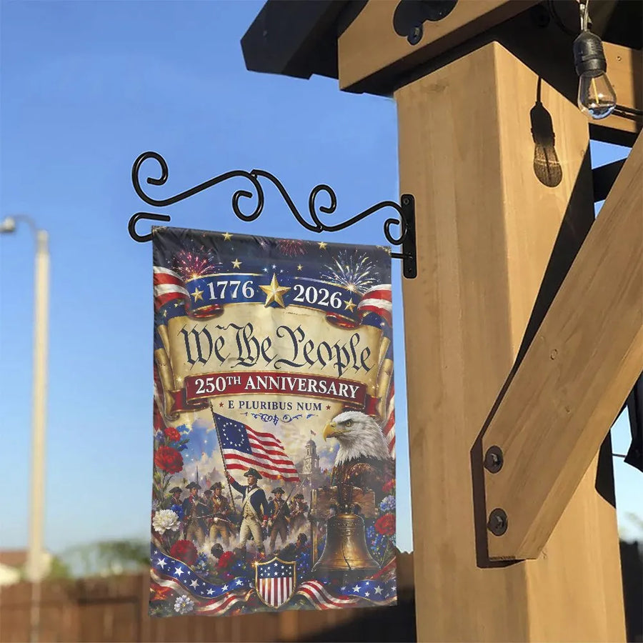 USA 250th Anniversary Garden Flag | Patriotic We The People 1776 Design | Double-Sided Weather Resistant Fabric | Commemorative Yard Decor Gift