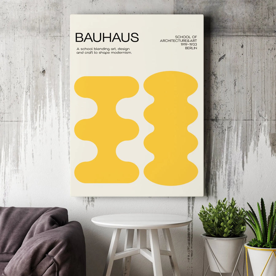 Bauhaus Wall Art Poster | Mid-Century Modern Abstract Shapes | Premium 1.25-Inch Canvas Print | Minimalist Decor For Home And Office