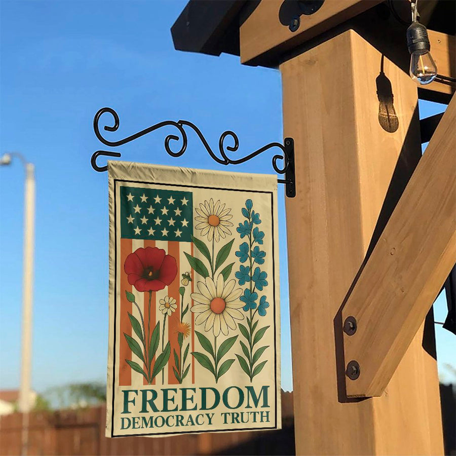 Patriotic Garden Flag | Floral American Flag Design | Premium Weather-Resistant Polyester | Freedom Democracy Truth Yard Decor Gift