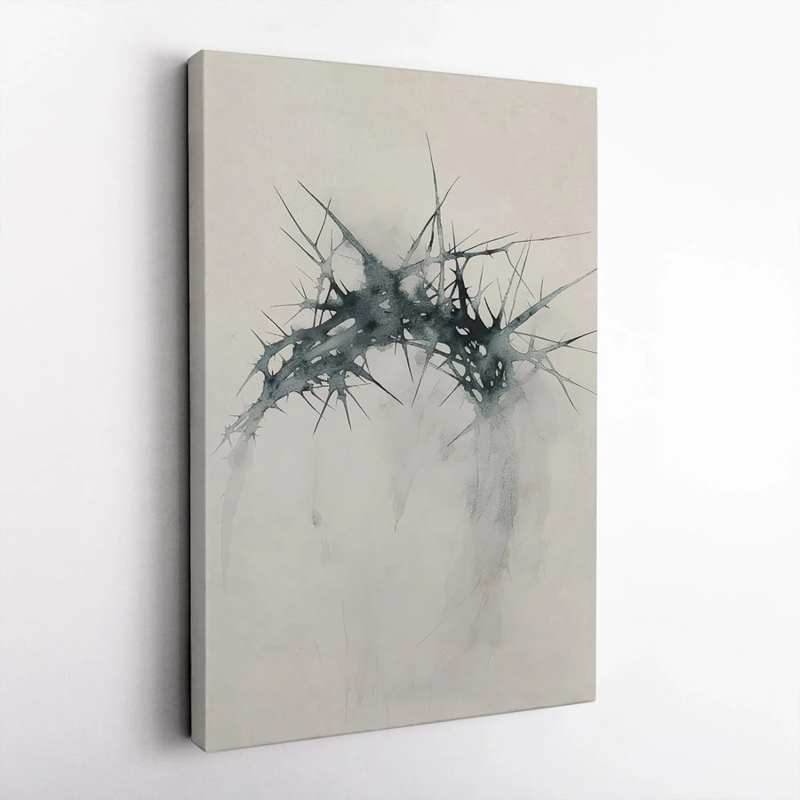 Crown of Thorns Vertical Canvas | Minimalist Christian Watercolor Art | Premium Gallery Wrapped Print | Religious Home Decor Gift