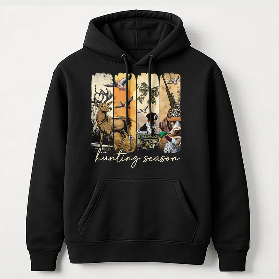 Hunting Season Hoodie | Whitetail Deer Duck Hunter Design | Premium Cotton Blend | Gift For Hunters Outdoorsmen Women