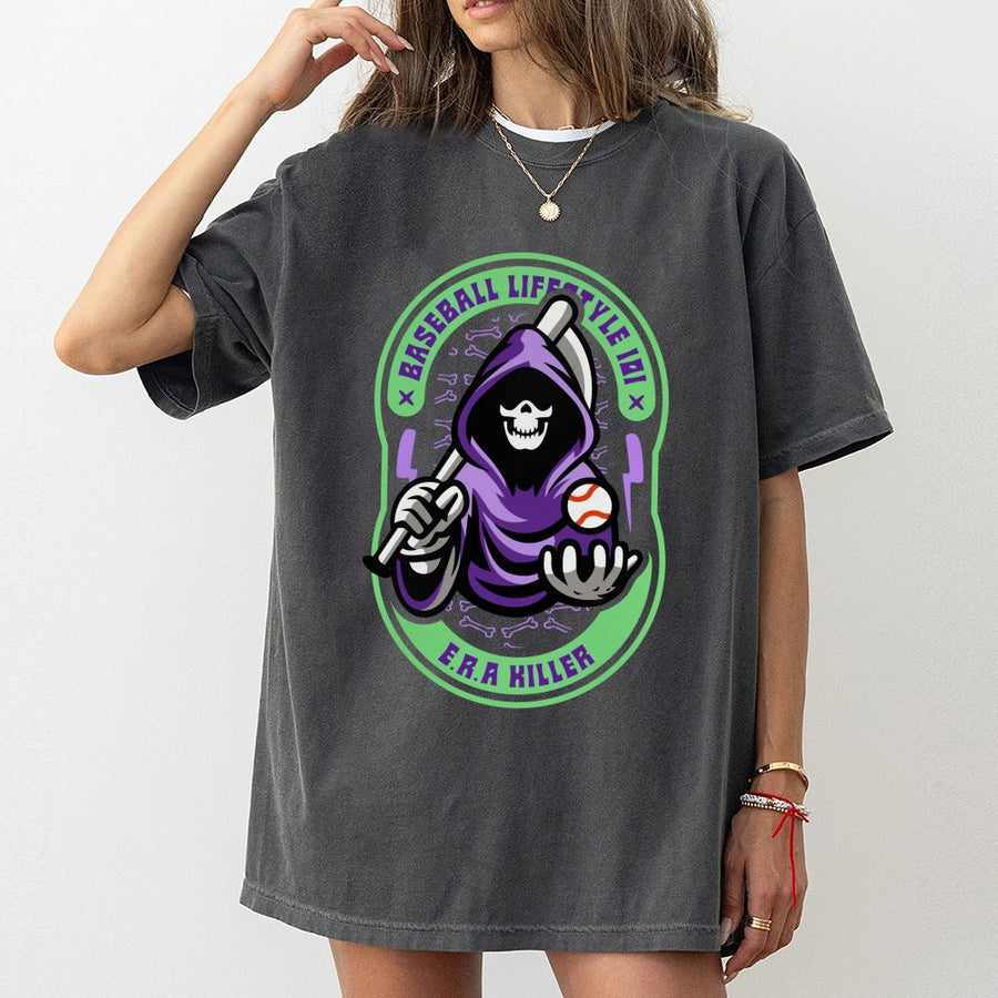 Baseball ERA Killer T-Shirt | Grim Reaper Sports Graphic Tee | Premium 100% Cotton | Gift for Baseball Players and Fans