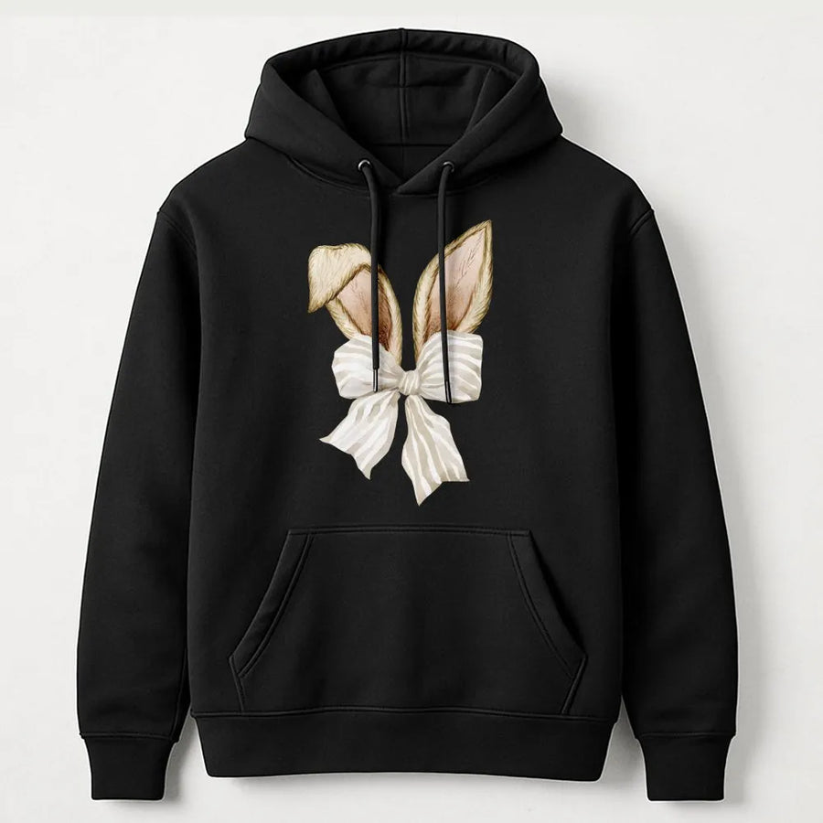 Easter Bunny Hoodie | Watercolor Rabbit Ears with Coquette Bow Design | Premium Cotton-Poly Blend | Cute Spring Aesthetic Gift for Her