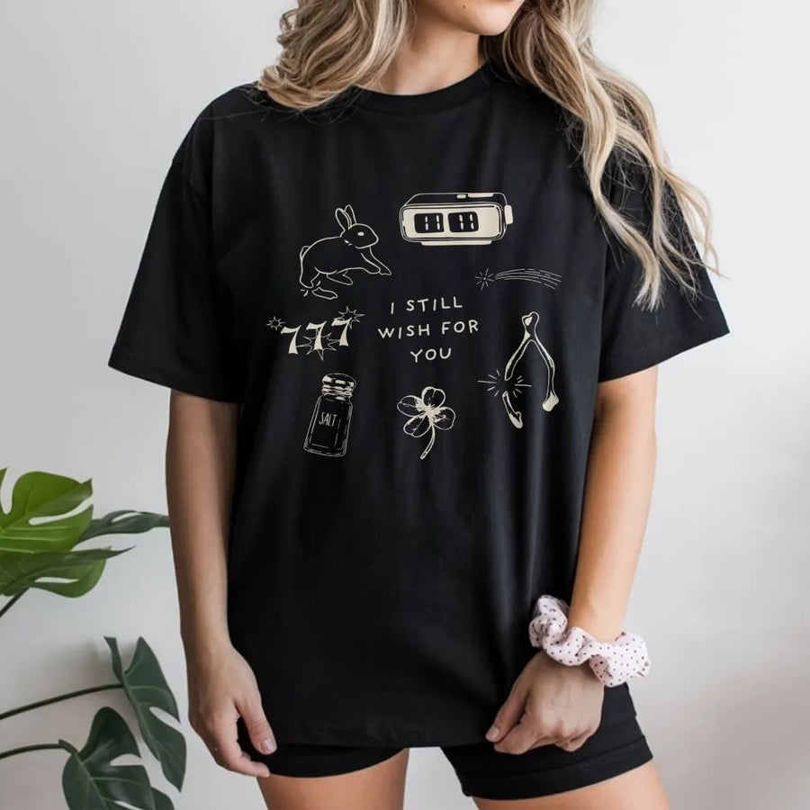 I Still Wish For You T-Shirt | Lucky Charm Graphic Tee | Premium Cotton Soft Shirt | Aesthetic Fortune Symbols Gift For Her And Him