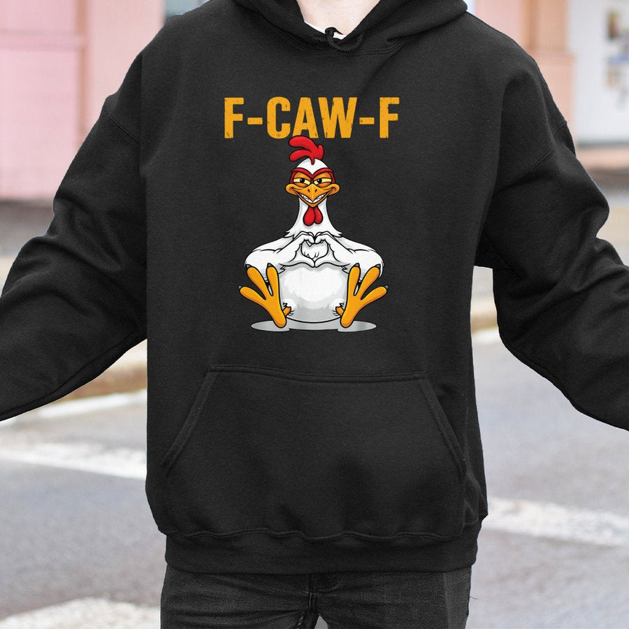 Funny Chicken Hoodie | F-CAW-F Sarcastic Heart Meme Design | Premium Cotton-Blend Sweatshirt | Quirky Gift for Chicken Lovers & Farmers