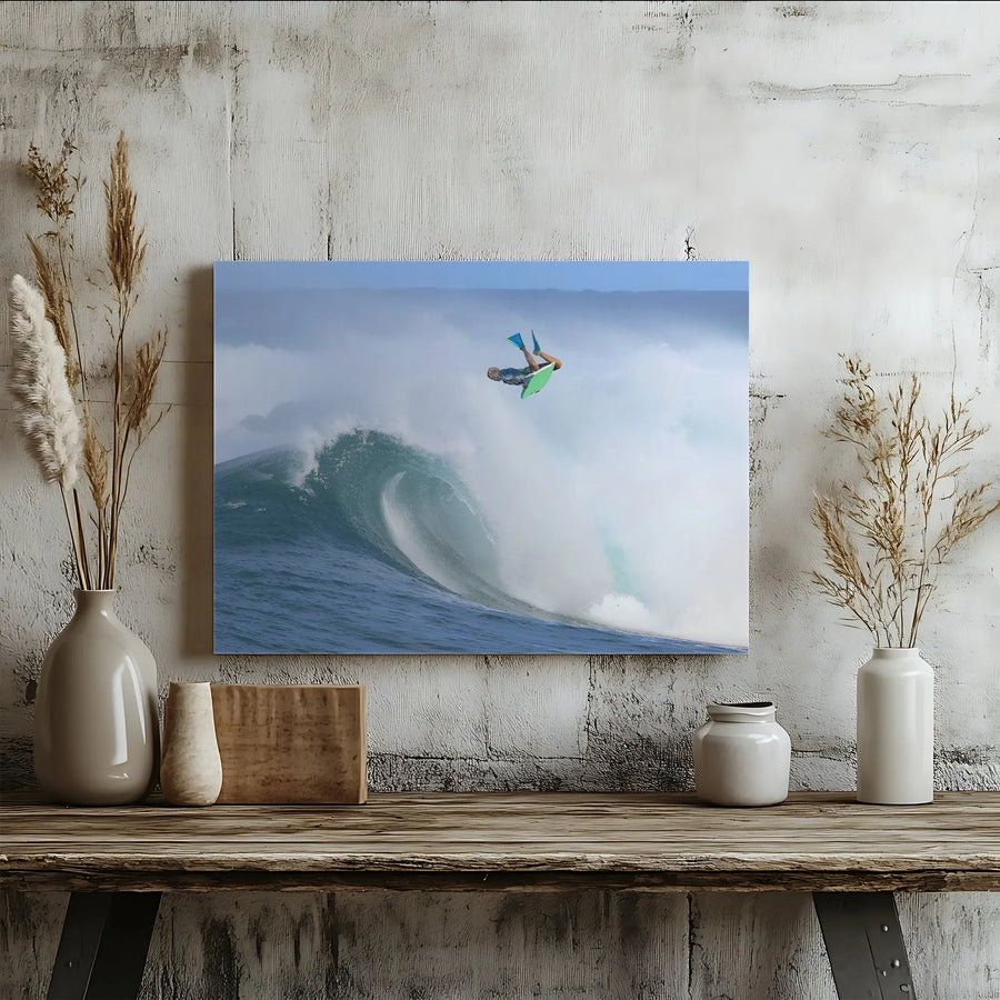 Bodyboarding Ocean Wave Canvas Print | Extreme Sports Aerial Action | Premium Gallery Wrapped Wall Art | Coastal Decor Gift for Surfers