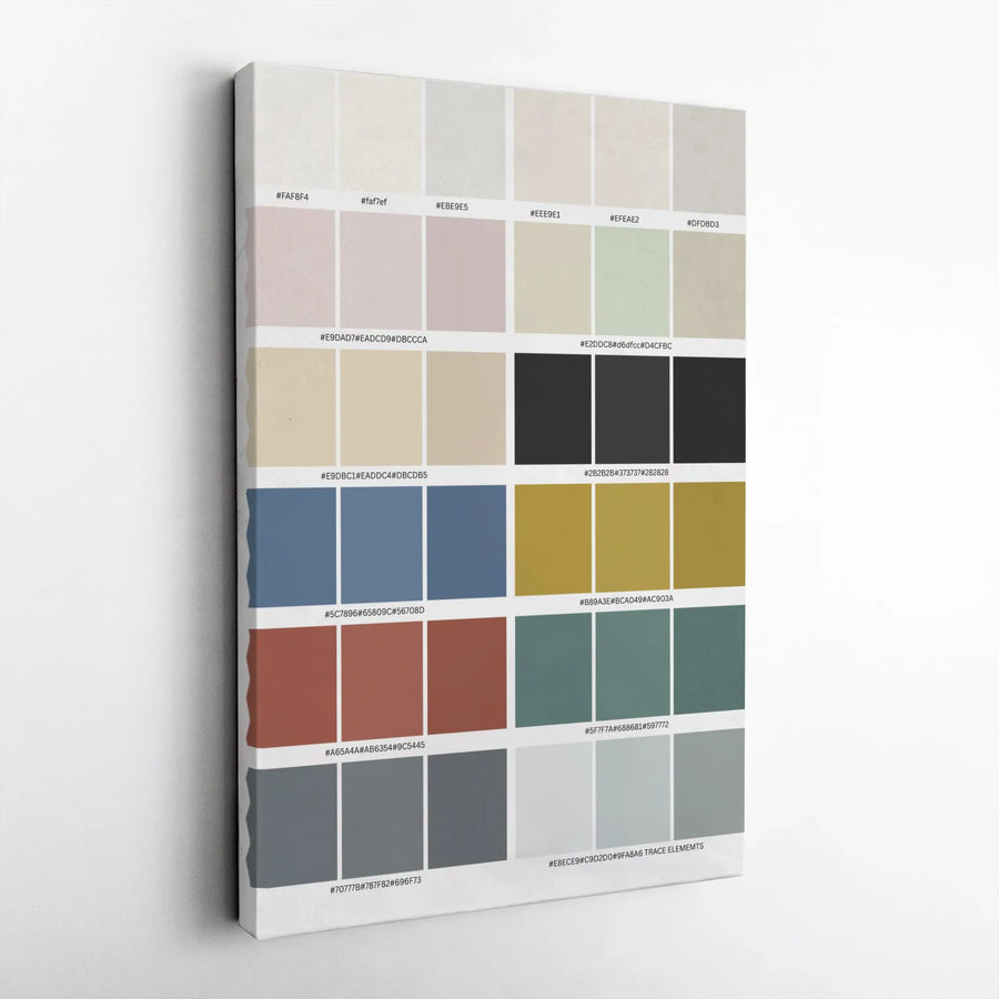 Modern Color Chart Vertical Canvas | Color Swatch Palette with Hex Codes | Premium Gallery Wrap Wall Art | Gift for Interior Designer & Artist