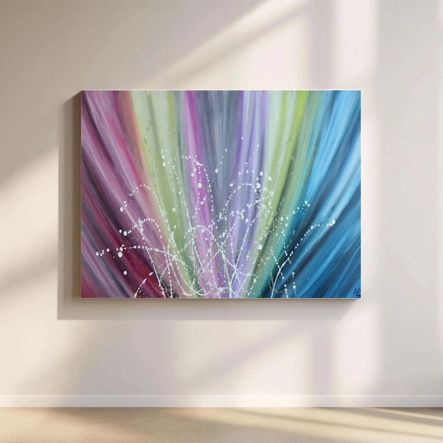 Colorful Abstract Burst Canvas Wall Art | Radiant Splatter Paint Design | Premium 1.25-Inch Gallery Wrap | Modern Home & Office Decor Gift