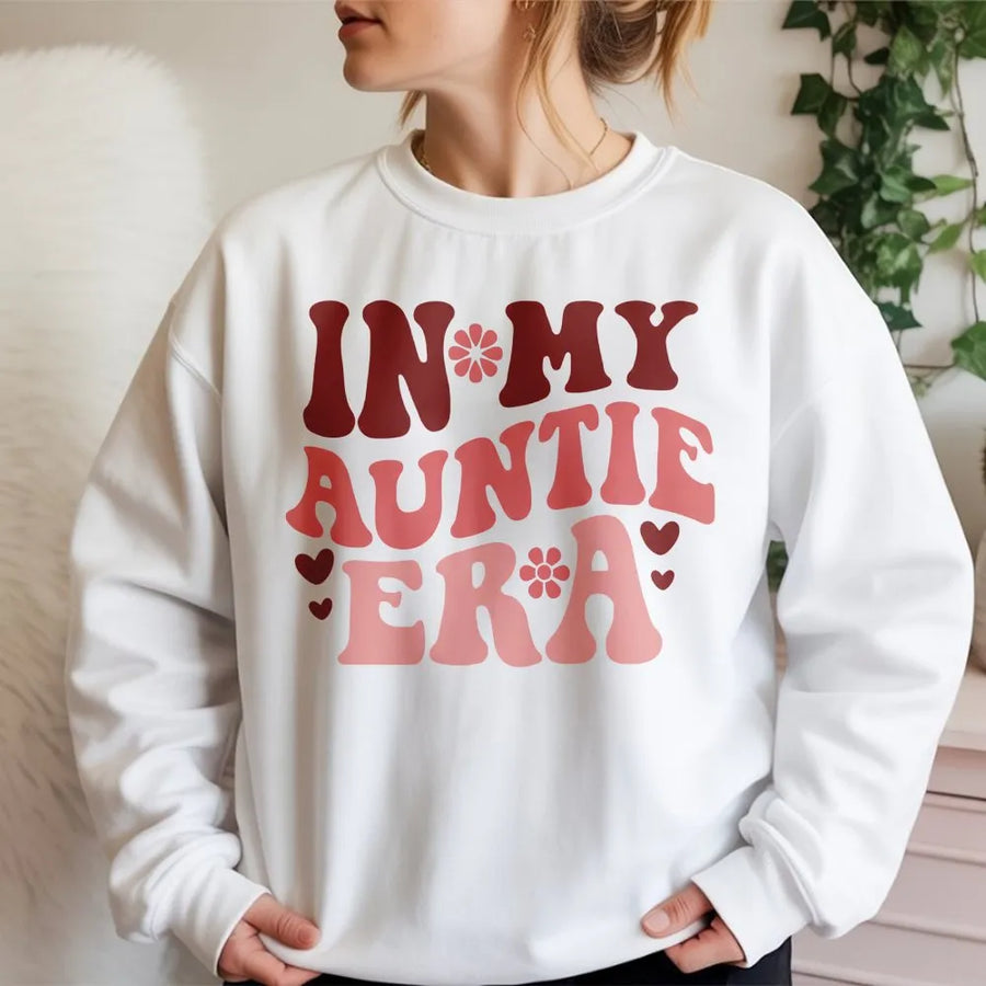 In My Auntie Era Sweatshirt | Retro Boho Graphic Pullover | Premium Cotton Blend | Gift For New Aunt or Pregnancy Announcement
