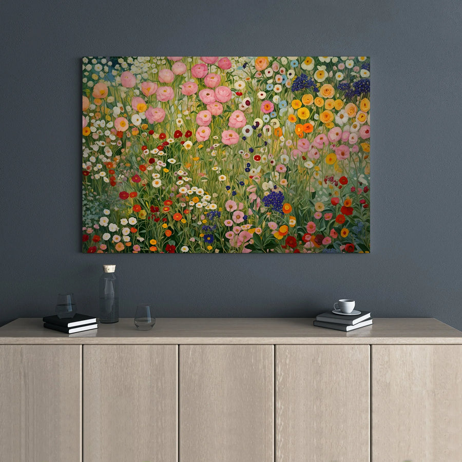 Wildflower Meadow Canvas Print | Impressionist Floral Garden Wall Art | Premium Gallery Wrap Decor | Botanical Gift for Nature Lovers