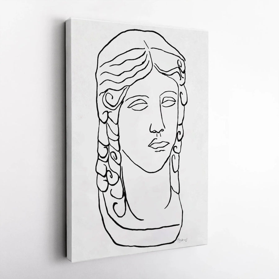 Greek Statue Canvas Print | Minimalist Line Art Drawing | Thick Gallery Wrap Canvas | Modern Home Decor Gift