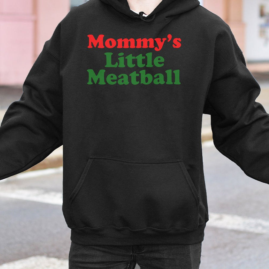 Mommy's Little Meatball Hoodie | Funny Food Graphic Sweatshirt | Premium Cotton Blend | Ironic Italian Gift for Mom or Foodie