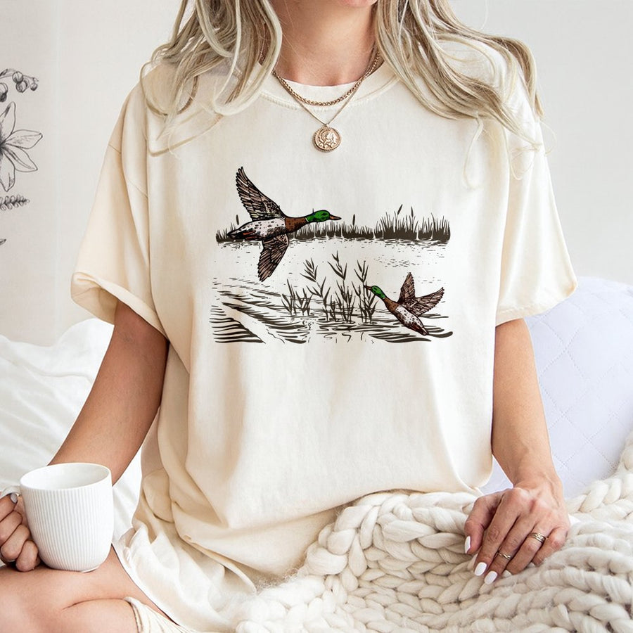 Mallard Duck T-Shirt | Vintage Waterfowl Graphic Print | 100% Cotton Premium Tee | Nature Lover Wildlife Birding Gift Shirt