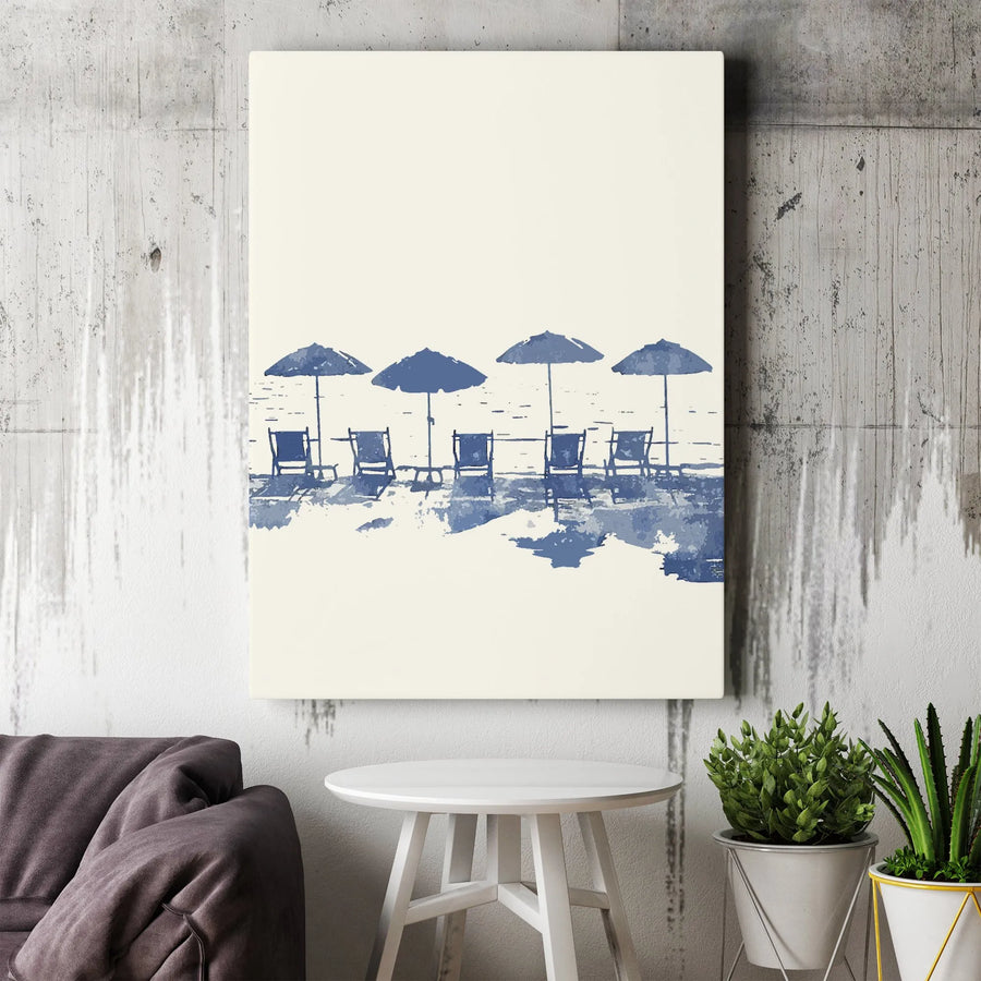 Beach Umbrella Canvas Wall Art | Coastal Watercolor Painting | Premium Fade-Resistant Gallery Print | Serene Summer Home Decor Gift
