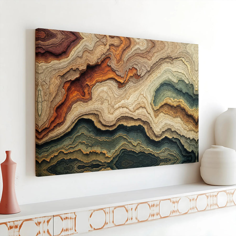 Abstract Earth Layers Canvas Print | Topographic Line Art | Premium Gallery Wrapped Canvas | Modern Living Room Decor Gift