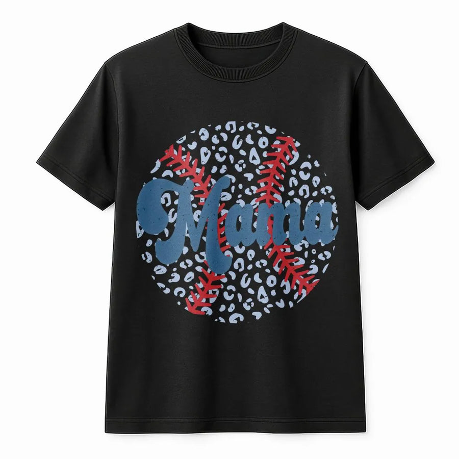 Baseball Mama T-Shirt | Leopard Print Baseball Graphic Tee | Soft Cotton Shirt | Mother's Day Gift for Baseball Lover