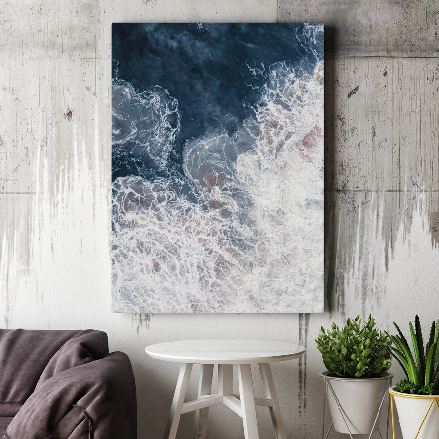 Abstract Ocean Waves Vertical Canvas | Aerial Seascape Wall Art | Premium High-Resolution Print | Modern Coastal Home Decor Gift