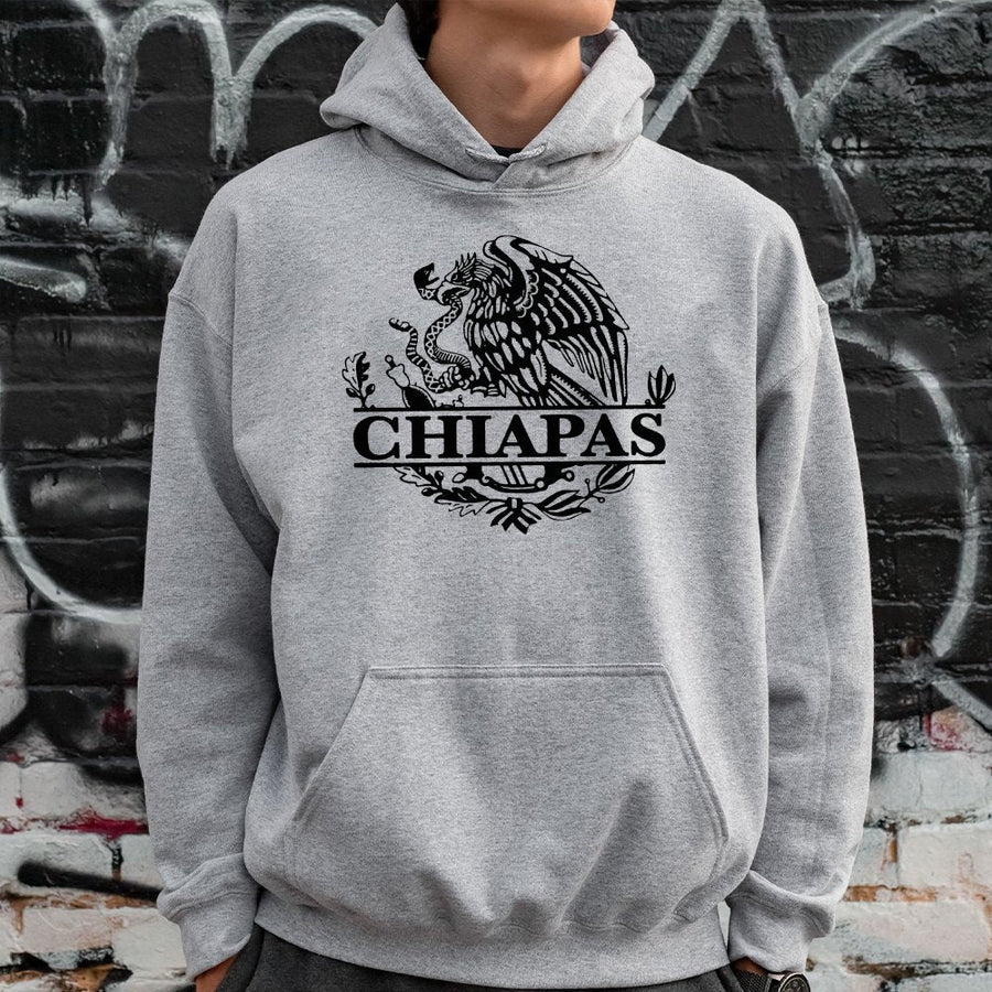 Chiapas Mexico Hoodie | Mexican Eagle State Emblem Graphic | Premium Cotton Blend Sweatshirt | Heritage Gift for Men and Women