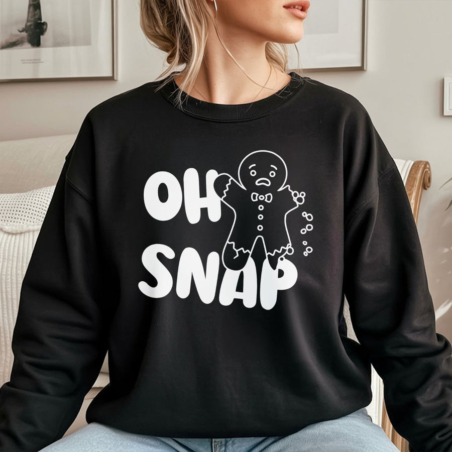 Oh Snap Gingerbread Sweatshirt | Funny Broken Cookie Design | Premium Cotton Blend | Cute Christmas Holiday Gift For Women And Men