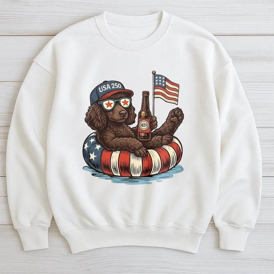 Patriotic Dog Sweatshirt | Funny Beer Dog & Flag Graphic | Soft Cotton Unisex Tee | 4th of July Independence Day Gift for Dog Lovers