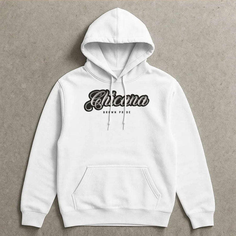 Chicana Brown Pride Hoodie | Script Lettering Graphic Sweatshirt | Premium Cotton Blend | Latina Heritage Gift For Her