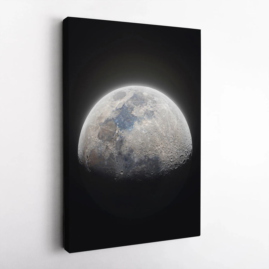 Full Moon Canvas Wall Art | Realistic Lunar Crater Detail | Premium Gallery Wrap Print | Modern Space Decor For Home Office