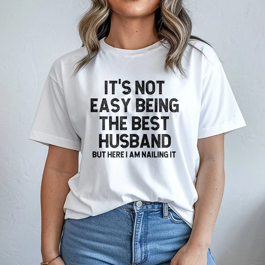Best Husband T-Shirt | Funny Sarcastic Quote Graphic Tee | Premium Cotton Soft Crewneck | Unique Anniversary Birthday Gift For Him From Wife