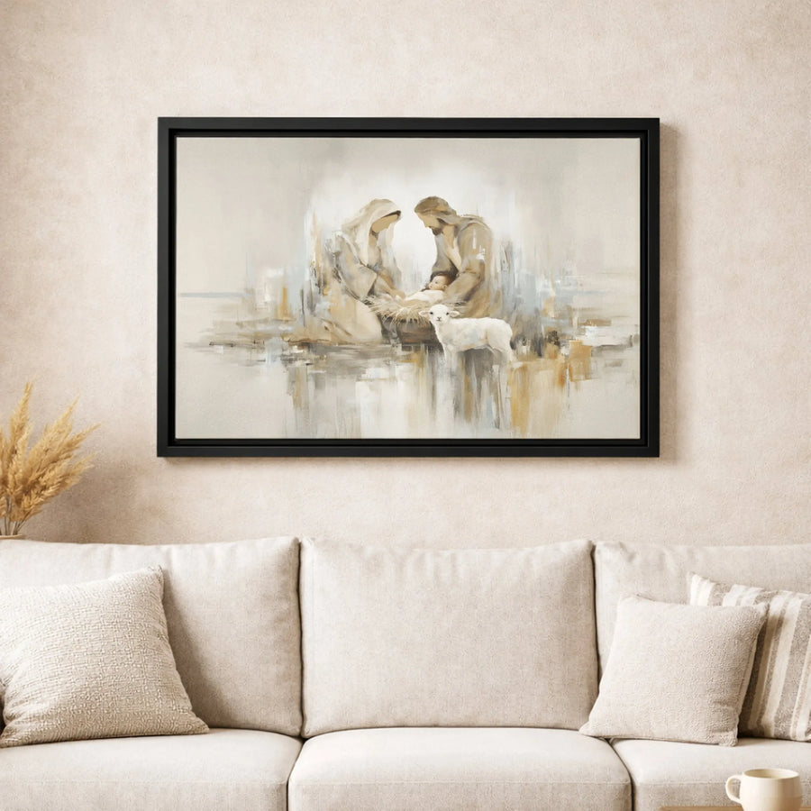 Nativity Scene Canvas Print | Abstract Holy Family Wall Art | Premium 1.25-Inch Gallery Wrap | Christian Christmas Home Decor Gift