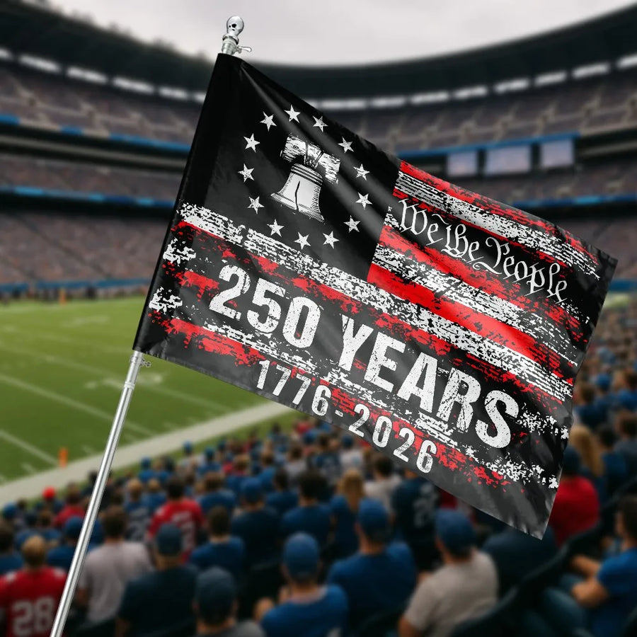 250th Anniversary House Flag | We The People 1776-2026 Liberty Bell Design | Double-Sided Premium Polyester | Collector's Patriotic Yard Decor