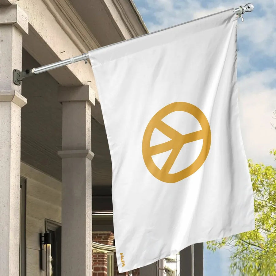 Peace Sign House Flag | Minimalist Double-Sided Yard Banner | Premium Weather-Resistant Polyester | Outdoor Home & Garden Decor Gift
